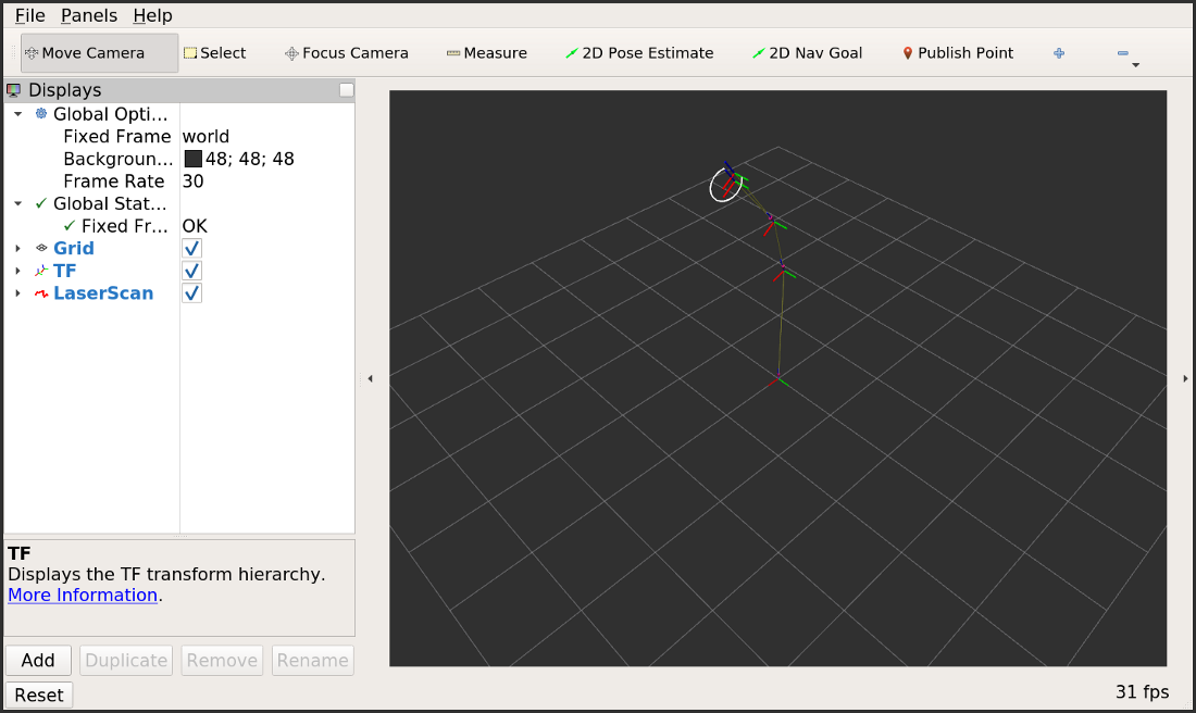 Rviz visualisation of the dummy robot